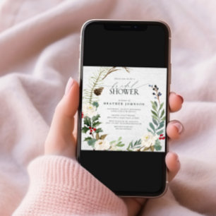 Invitation Elégant hiver Aquarelle Fête des mariées verte