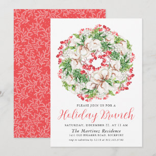 Invitation Elégant hiver Aquarelle Wreath Holiday Brunch
