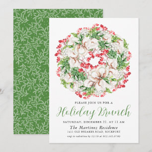 Invitation Elégant hiver Aquarelle Wreath Holiday Brunch