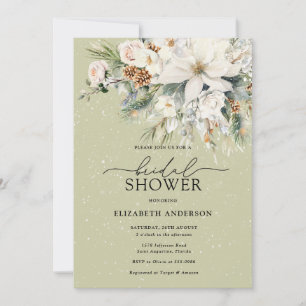 Invitation Elégant hiver Fleurs blanches Fête des mariées mod