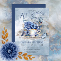 Elégant Hiver Floral Teacup 70e Anniversaire Par-T