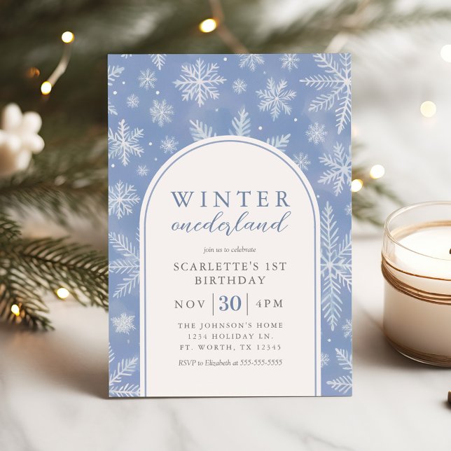 Invitation Elégant hiver Onederland premier anniversaire (Créateur téléchargé)