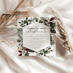 Invitation Elégant hiver verdure Photo Elopement Mariage
