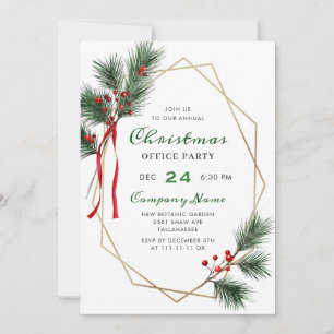 Invitation Elegant Holly Berry Corporate Christmas Party