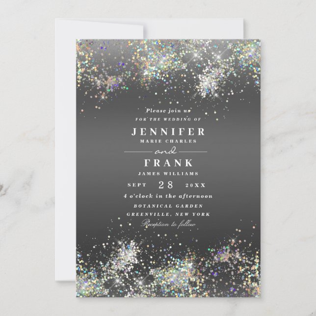 Invitation Élégant Holographique Parties scintillant brillant (Devant)