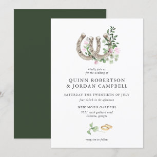 Invitation Élégant Horseshoe Mariage botanique
