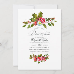 Invitation Élégant Houx et Lierre Mariage de Noël