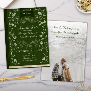Invitation Elégant Hunter Green Library Mariage Enregistrer l