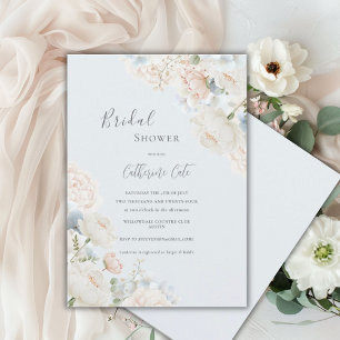Invitation Élégant Hydrangea Bleu Mariage Shower de Pivoines
