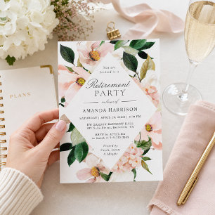 Invitation Elegant Hydrangea Blush Floral Retirement Party
