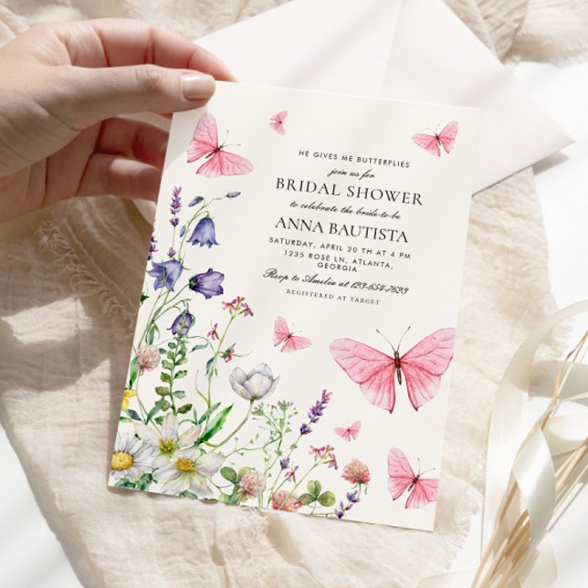 Invitation Élégant, Il Me Donne Fête des mariées Aux Papillon (Créateur téléchargé)