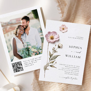 Invitation Élégant imprimé Pastel Boho Mariage de fleurs