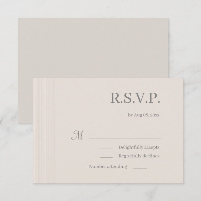Invitation Elégant ivoire blanc boisGrains rayures mariage RS (Devant / Derrière)