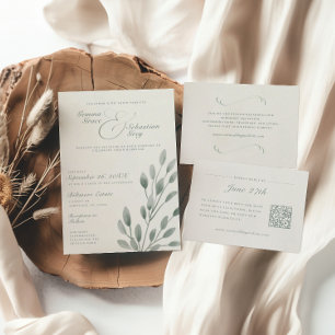 Invitation Élégant ivoire et Mariage botanique d'automne de S