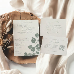 Invitation Élégant ivoire et Mariage botanique d'automne de S