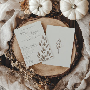 Invitation Élégant ivoire et Mariage botanique d'automne des
