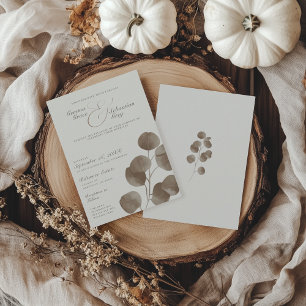 Invitation Élégant ivoire et Mariage botanique d'automne des