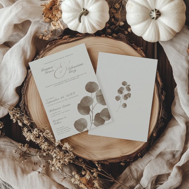 Invitation Élégant ivoire et Mariage botanique d'automne des  (Créateur téléchargé)