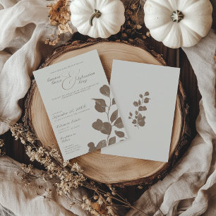 Invitation Élégant ivoire et Mariage botanique d'automne des