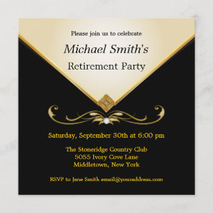 Invitation Elégant ivoire or noir Événement spécial Invitatio