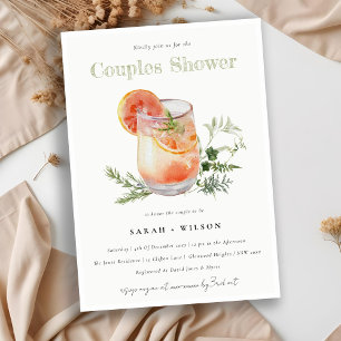 Invitation Élégant ivoire orange vert Cocktail Couples Douche