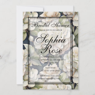 Invitation Elégant ivoire rose marine couleur aquarelle fleur