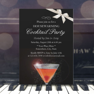 Invitation Élégant ivoirien Ruban Houseéchant Cocktail Party