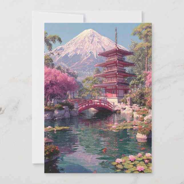 Invitation Elegant Japanese Cherry Blossom & Castle Wedding I (Devant)