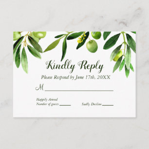 Invitation Elégant Jardin Boho Feuilles d'Olive RSVP