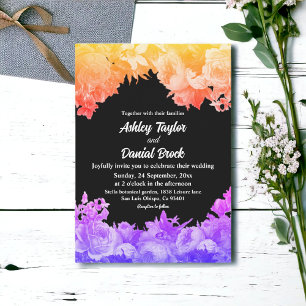 Invitation Elégant Jardin Botanique Neon Lumière Mariage Flor