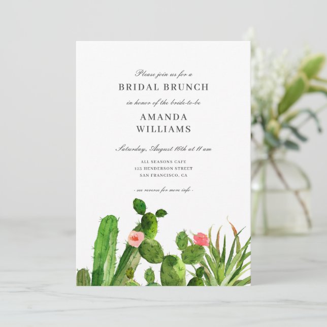 Invitation Elégant jardin de Cactus | Mariage de Fête des mar (Debout devant)