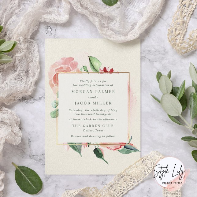 Invitation Elégant Jardin d'ivoire Mariage floral (Créateur téléchargé)
