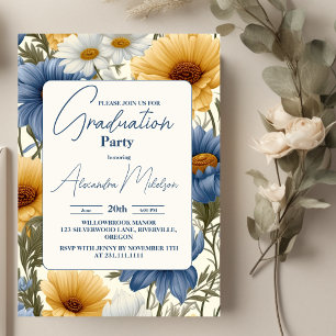 Invitation élégant jardin fleur sauvage graduation de prairie