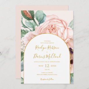 Invitation Elégant jardin fleuri   Mariage Décontracté Pastel