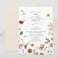 Elégant Jardin Fleurs Aquarelle 60e Anniversaire