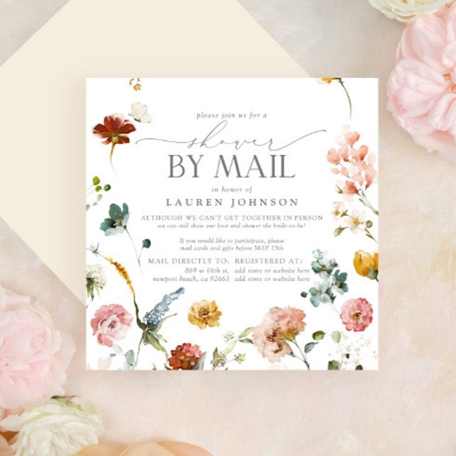 Invitation Elégant Jardin Fleurs Fête des mariées Mail (Créateur téléchargé)