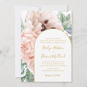 Invitation Elégant Jardin Floral Blush   Mariage traditionnel