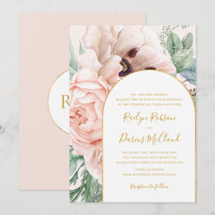 Invitation Elégant jardin floral Pastel Mariage traditionnel