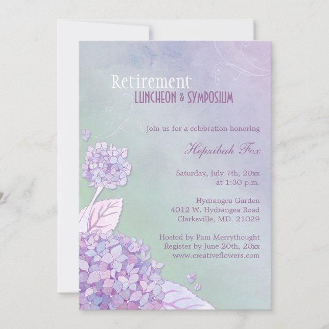 Invitation Elégant Jardin Hydrangeas Retraite (Devant)