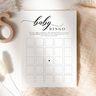 Invitation Élégant Jeu de Bingo de Baby shower de script clas