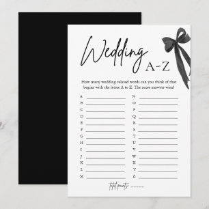 Invitation Élégant jeu de Fête des mariées A-Z Mariage Black 