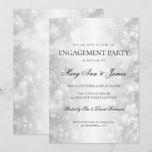 Invitation Élégant Jeu d'Engagement Silver Shimmer