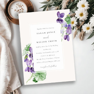 Invitation Élégant Joli Mariage d'aquarelle violet