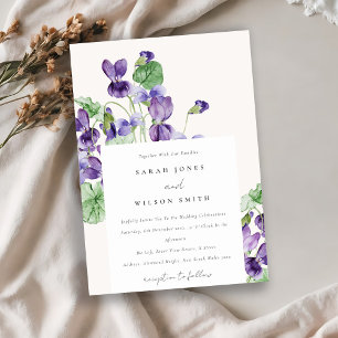 Invitation Élégant Joli Mariage d'aquarelle violet