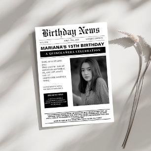 Invitation Elégant journal classe Quinceañera