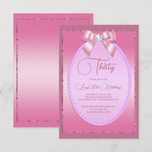 Invitation Elégant Joyau rose Diamond Bow Anniversaire