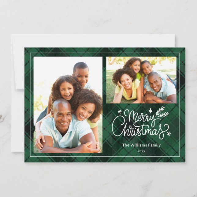 Invitation Élégant Joyeux Noël Plaid (Devant)