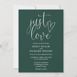 Invitation Élégant Just Love All In One Emerald Green Mariage