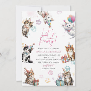 Invitation Élégant Kitten chat aquarelle 3ème anniversaire