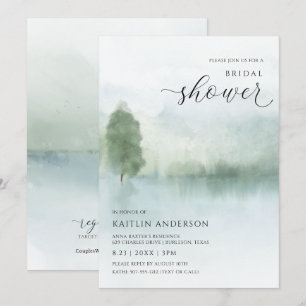 Invitation Élégant Lac et Arbres Aquarelle pour Enterrement d